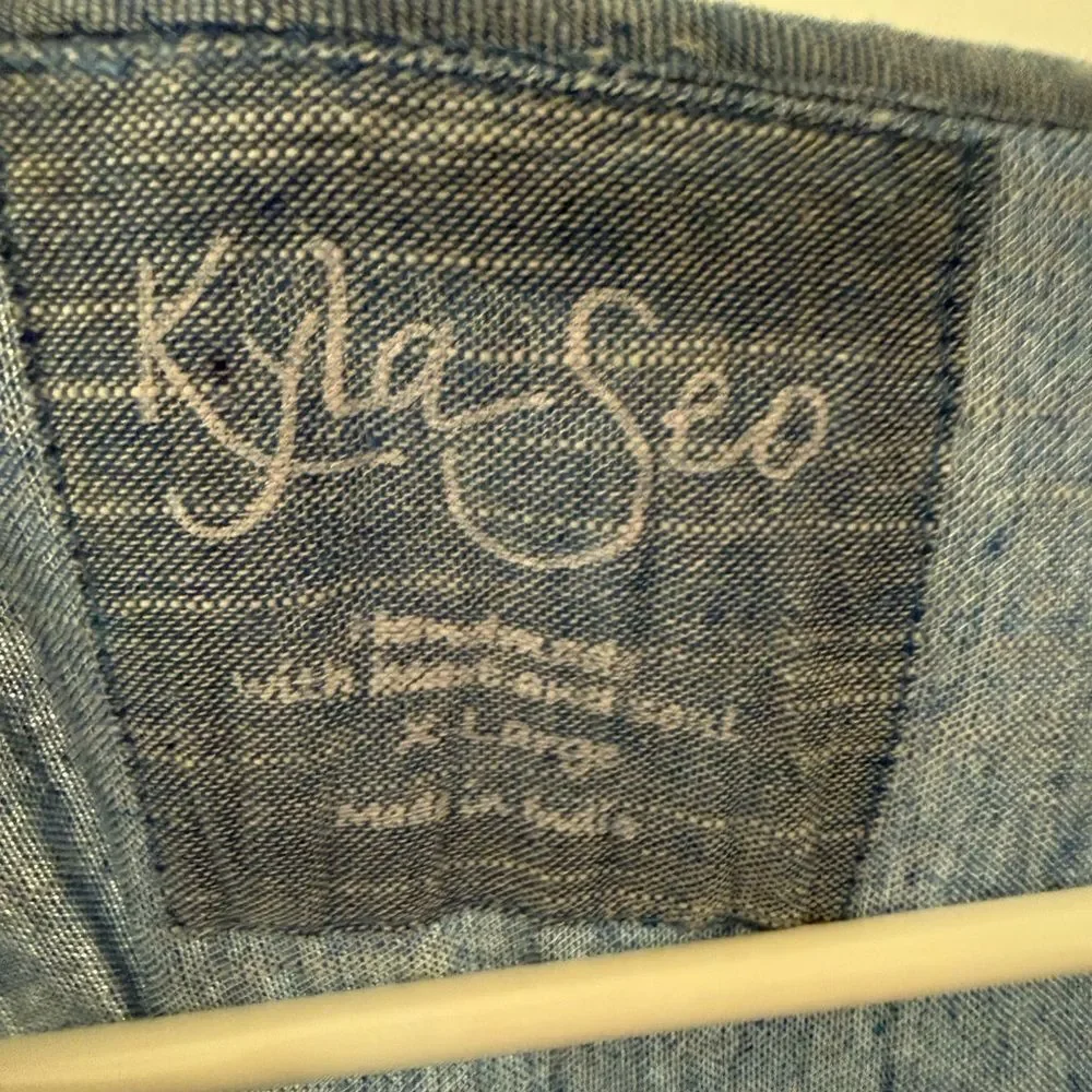 Kyla Seo Caite embroidered light chambray V-neck dress